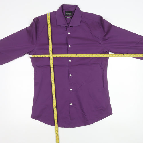 Moss London Men’s Purple Extra Slim Fit Long Sleeve Shirt 15.5