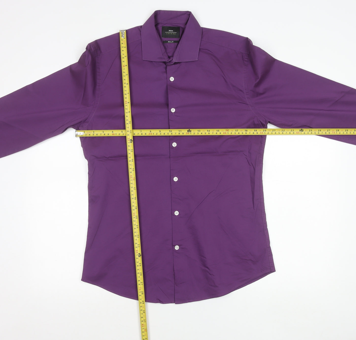 Moss London Men’s Purple Extra Slim Fit Long Sleeve Shirt 15.5