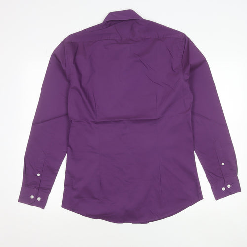 Moss London Men’s Purple Extra Slim Fit Long Sleeve Shirt 15.5