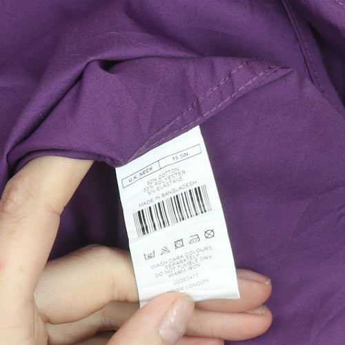 Moss London Men’s Purple Extra Slim Fit Long Sleeve Shirt 15.5