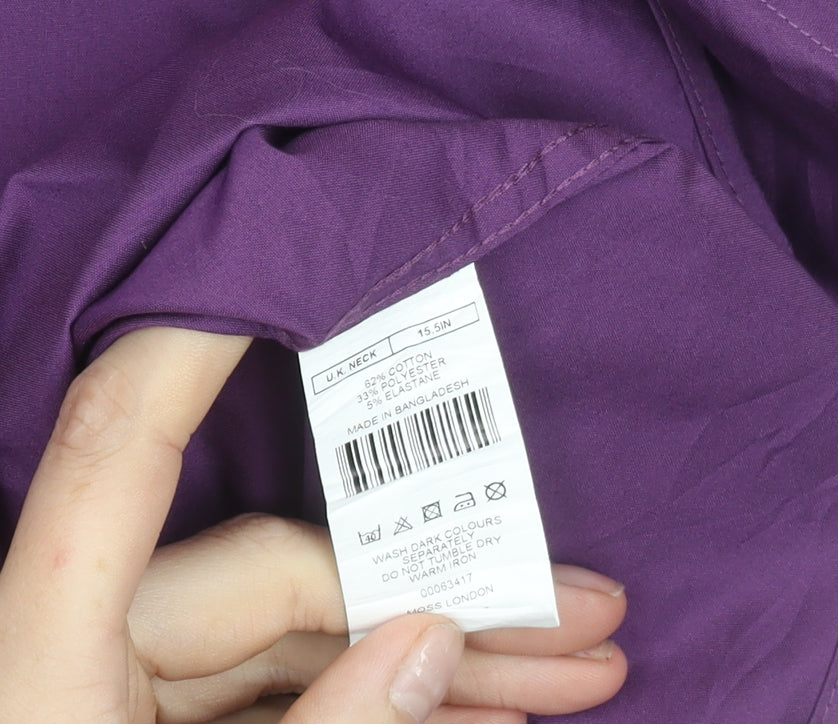 Moss London Men’s Purple Extra Slim Fit Long Sleeve Shirt 15.5