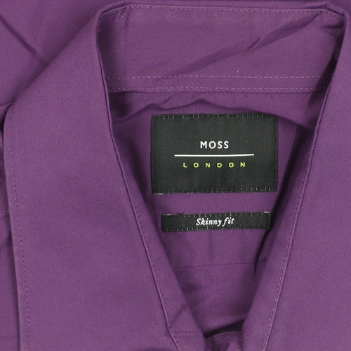 Moss London Men’s Purple Extra Slim Fit Long Sleeve Shirt 15.5