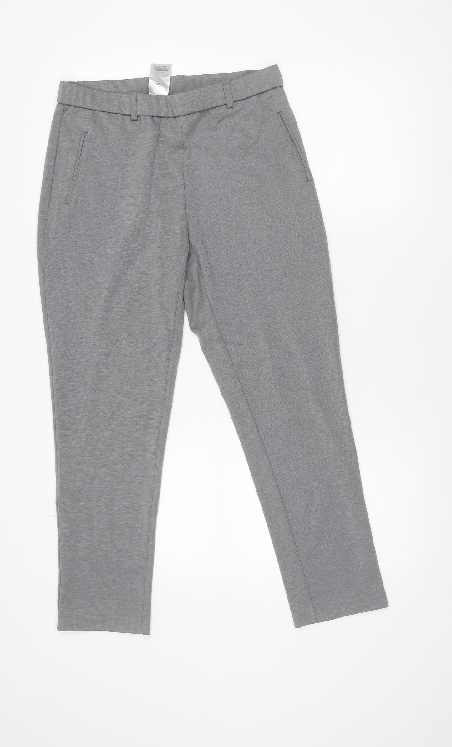 Damart Men Grey L Regular Fit Chino Trousers Elastic Waist