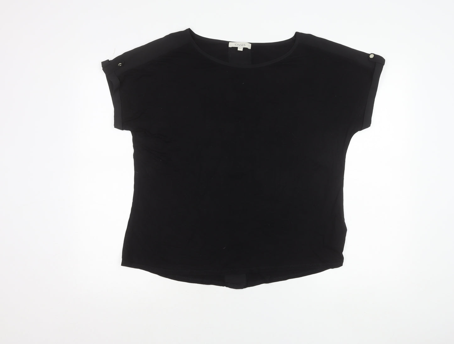 Oasis Women’s Black Boat Neck Jersey T-Shirt Size L