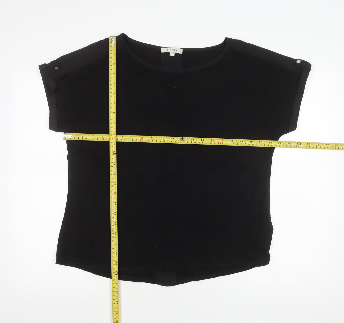 Oasis Women’s Black Boat Neck Jersey T-Shirt Size L