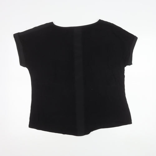 Oasis Women’s Black Boat Neck Jersey T-Shirt Size L