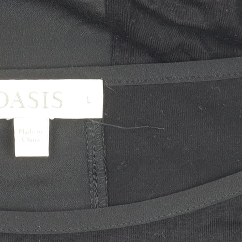 Oasis Women’s Black Boat Neck Jersey T-Shirt Size L