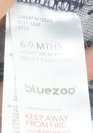 Bluezoo Girls Blue Denim Dungarees 6-9 Months Rainbow Butterfly Embroidery