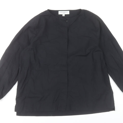 Carolyn Donnelly Womens Black Blouse UK 12 Long Sleeve Cotton