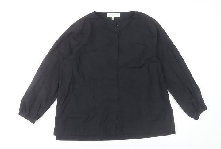 Carolyn Donnelly Womens Black Blouse UK 12 Long Sleeve Cotton