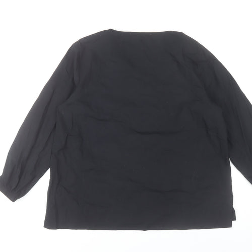 Carolyn Donnelly Womens Black Blouse UK 12 Long Sleeve Cotton