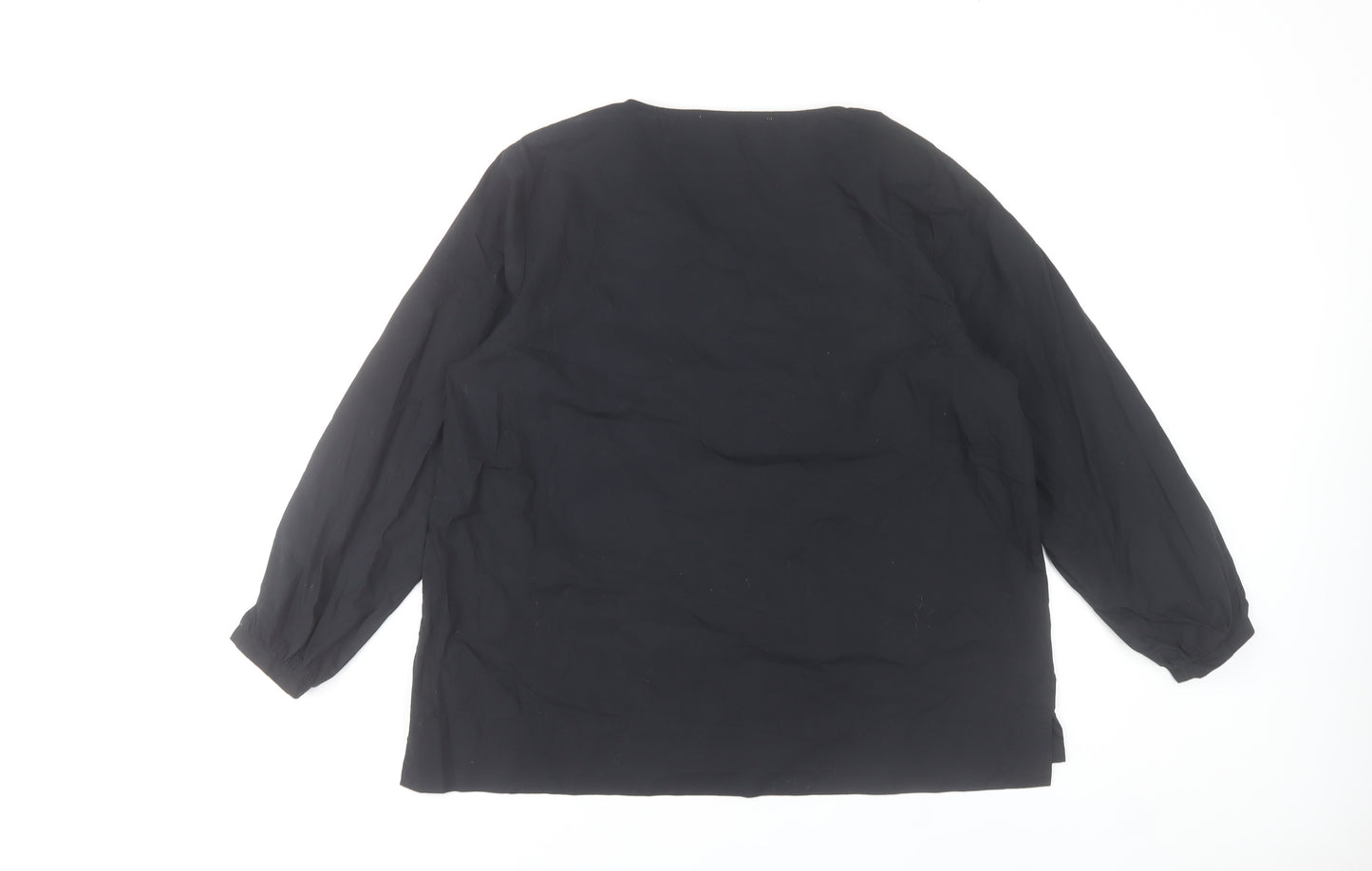 Carolyn Donnelly Womens Black Blouse UK 12 Long Sleeve Cotton