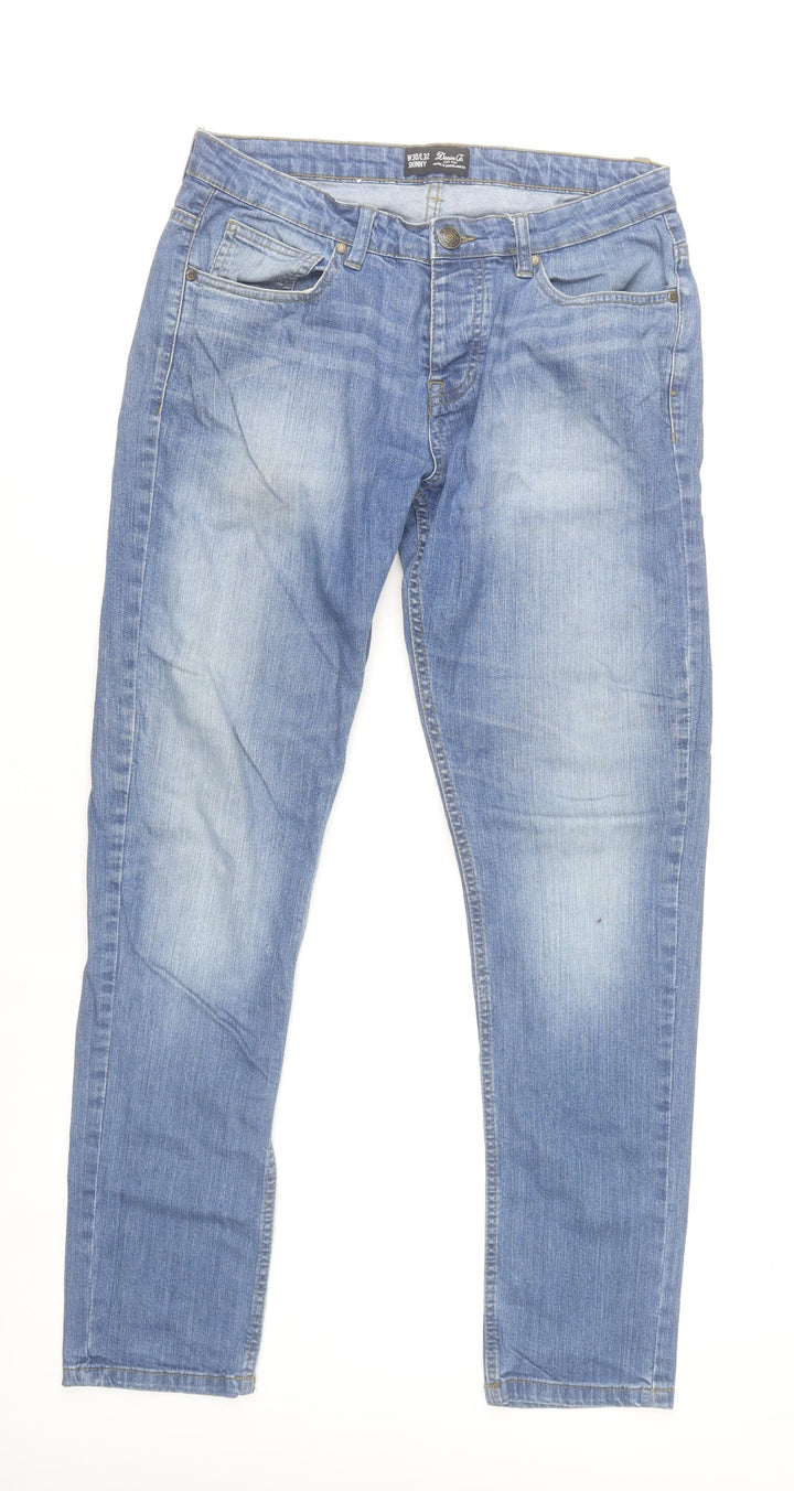 Denim Co. Men Blue Skinny Jeans W30 L32 Cotton Stretch