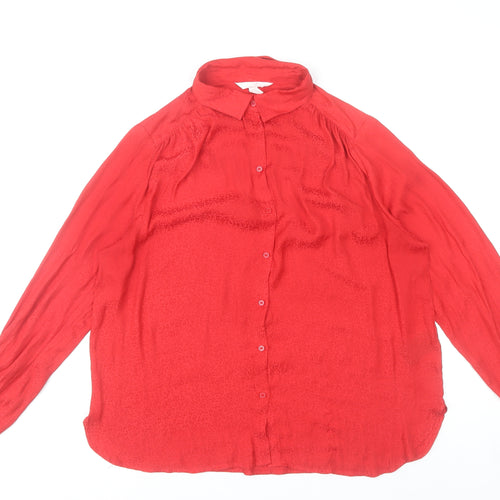 H&M Women’s Red Button-Up Long Sleeve Blouse UK 16