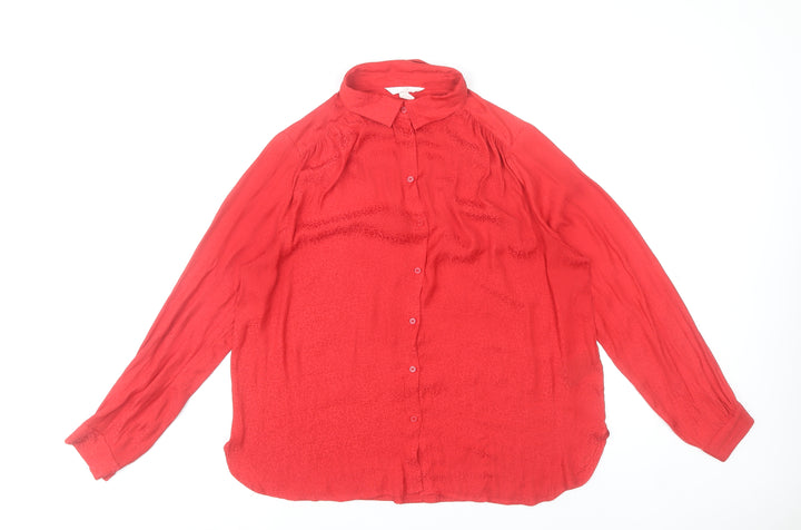 H&M Women’s Red Button-Up Long Sleeve Blouse UK 16
