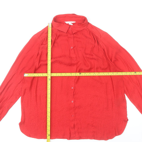 H&M Women’s Red Button-Up Long Sleeve Blouse UK 16