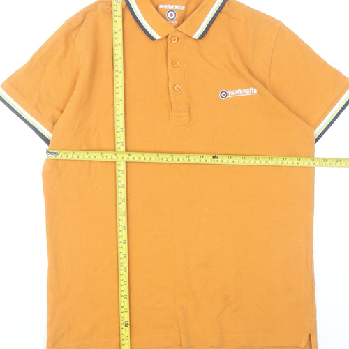 Lambretta Men’s Orange Small Polo Shirt Cotton Retro Casual