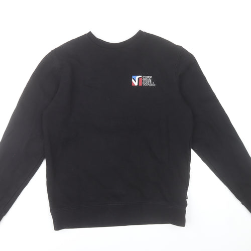 Vans Women's Black Small Sweatshirt Crew Neck Cotton Logo Print