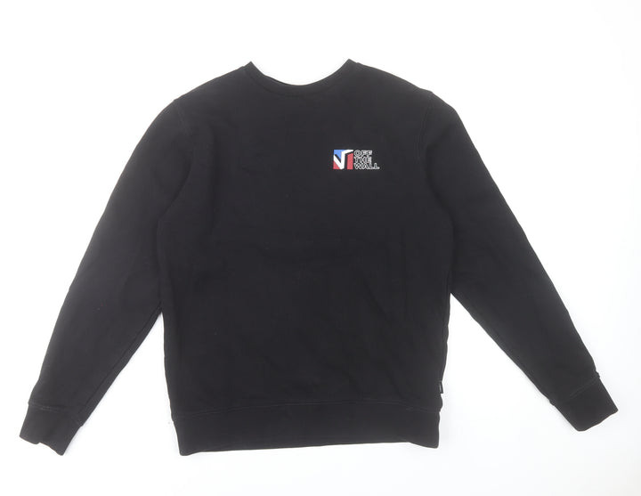Vans Women's Black Small Sweatshirt Crew Neck Cotton Logo Print