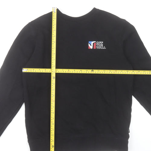 Vans Women's Black Small Sweatshirt Crew Neck Cotton Logo Print