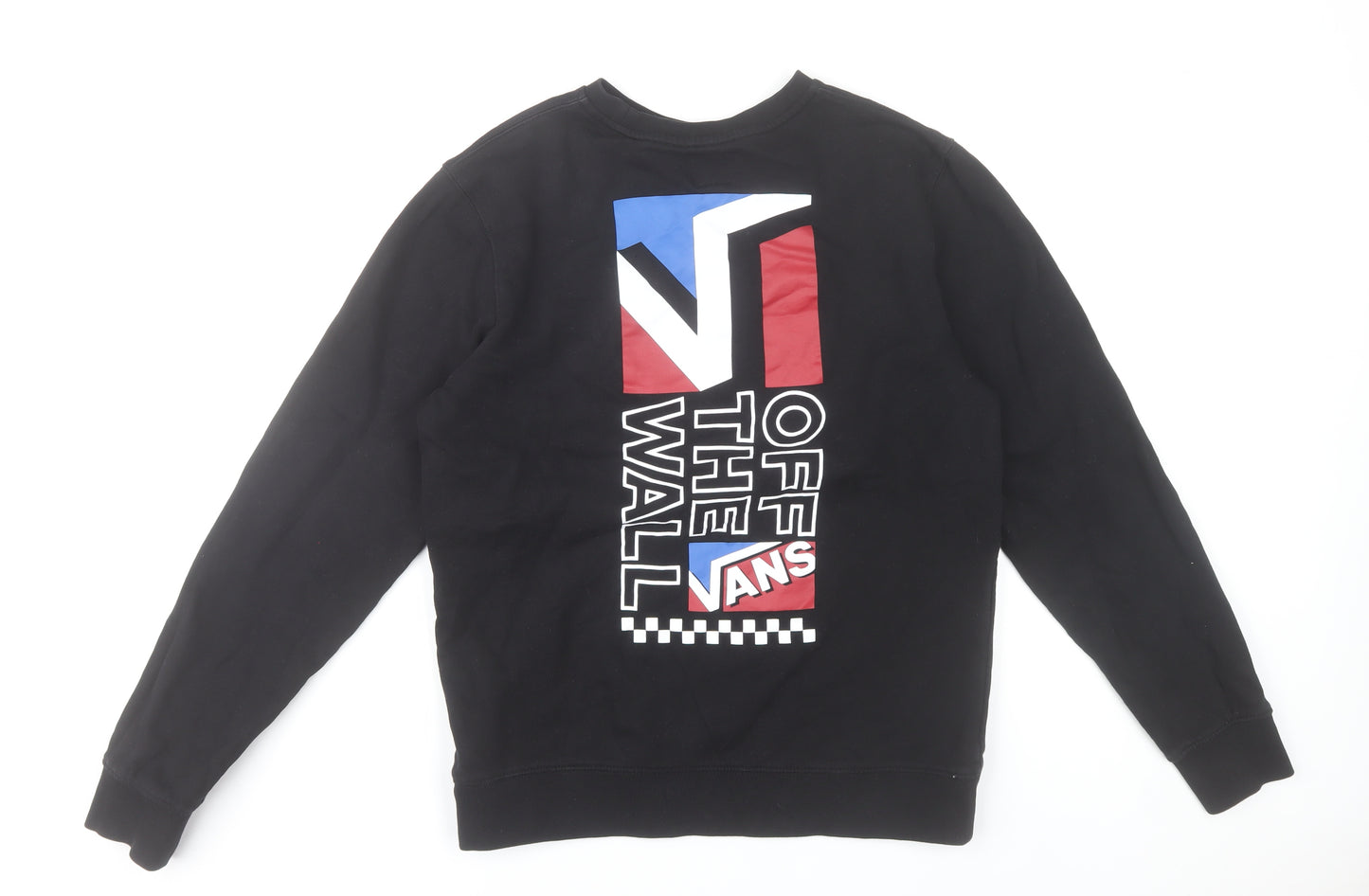 Vans Women's Black Small Sweatshirt Crew Neck Cotton Logo Print