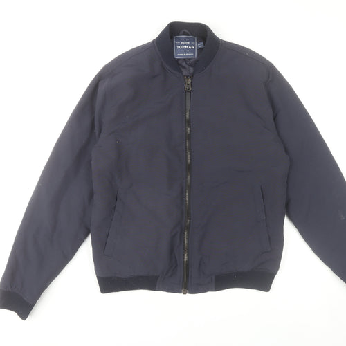 Topman Men’s Blue Bomber Jacket M 38-40" Regular Fit Polyester Lined
