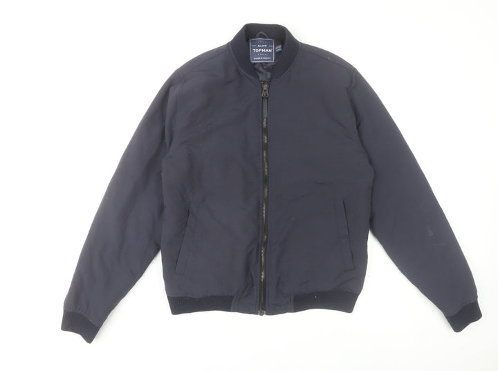 Topman Men’s Blue Bomber Jacket M 38-40" Regular Fit Polyester Lined