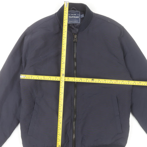 Topman Men’s Blue Bomber Jacket M 38-40" Regular Fit Polyester Lined