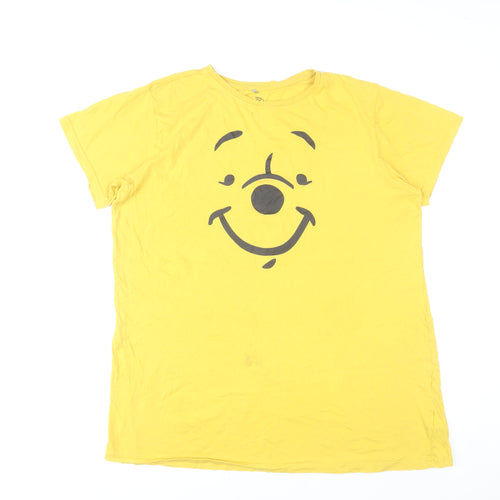 Primark Women’s Yellow Winnie the Pooh T-Shirt Size L 14-16 Disney Casual