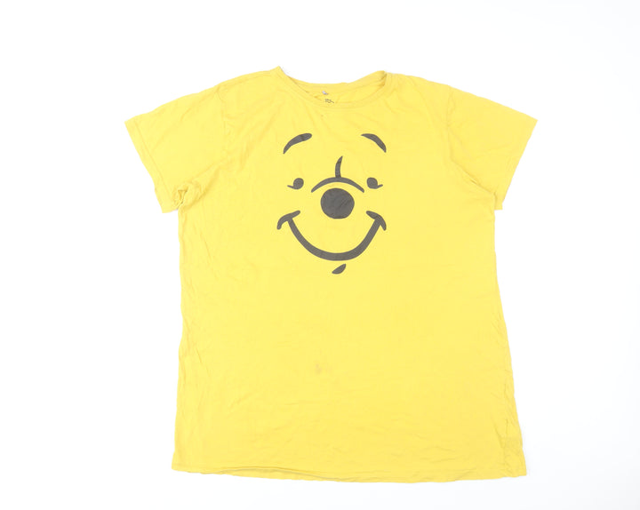 Primark Women’s Yellow Winnie the Pooh T-Shirt Size L 14-16 Disney Casual