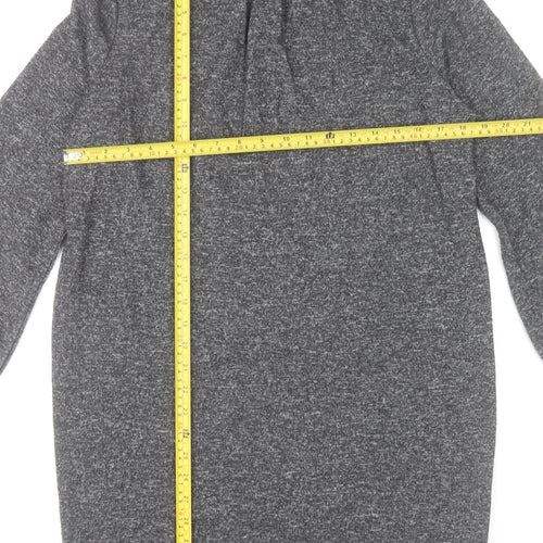 Oasis Women’s Grey Shift Dress Size S High Neck Long Sleeve