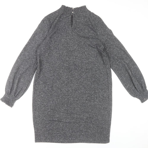 Oasis Women’s Grey Shift Dress Size S High Neck Long Sleeve
