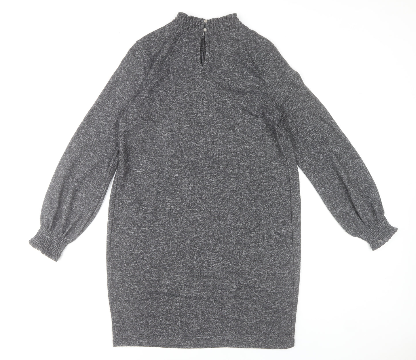 Oasis Women’s Grey Shift Dress Size S High Neck Long Sleeve