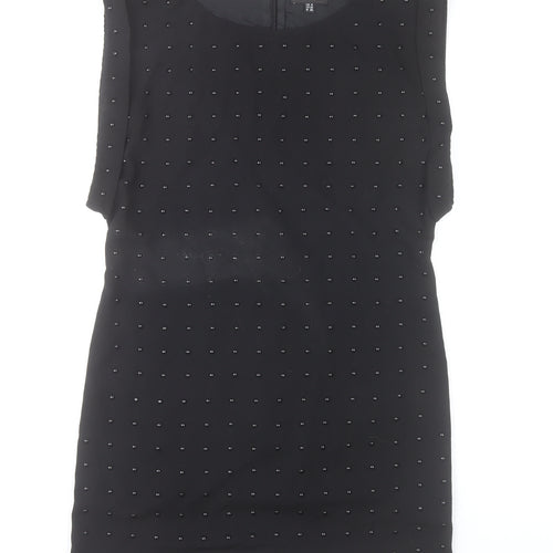 Warehouse Women’s Black Beaded Sheath Dress Size 8 Party Knee Length