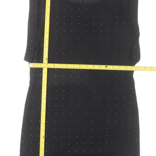 Warehouse Women’s Black Beaded Sheath Dress Size 8 Party Knee Length