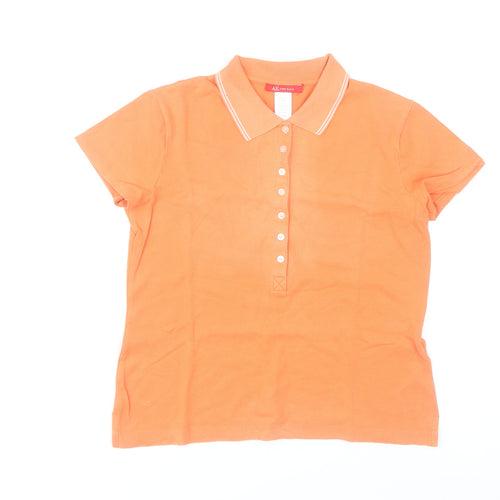 Anne Klein Women’s Orange Polo Shirt M Short Sleeve Cotton Blend