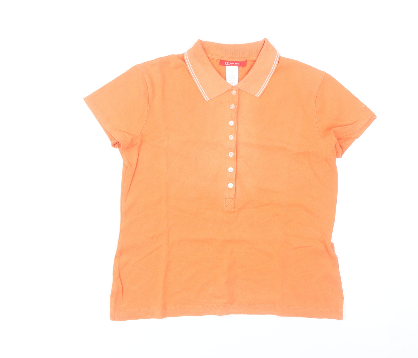 Anne Klein Women’s Orange Polo Shirt M Short Sleeve Cotton Blend