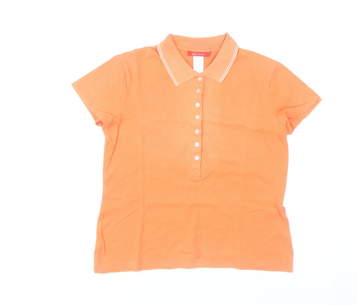 Anne Klein Women’s Orange Polo Shirt M Short Sleeve Cotton Blend