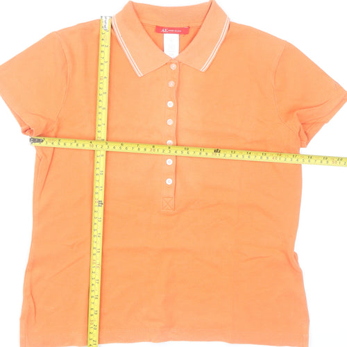 Anne Klein Women’s Orange Polo Shirt M Short Sleeve Cotton Blend