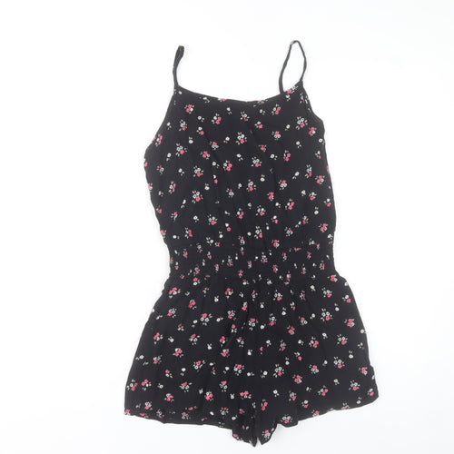 Dunnes Stores Women’s Black Floral Playsuit Size 10 Summer Casual