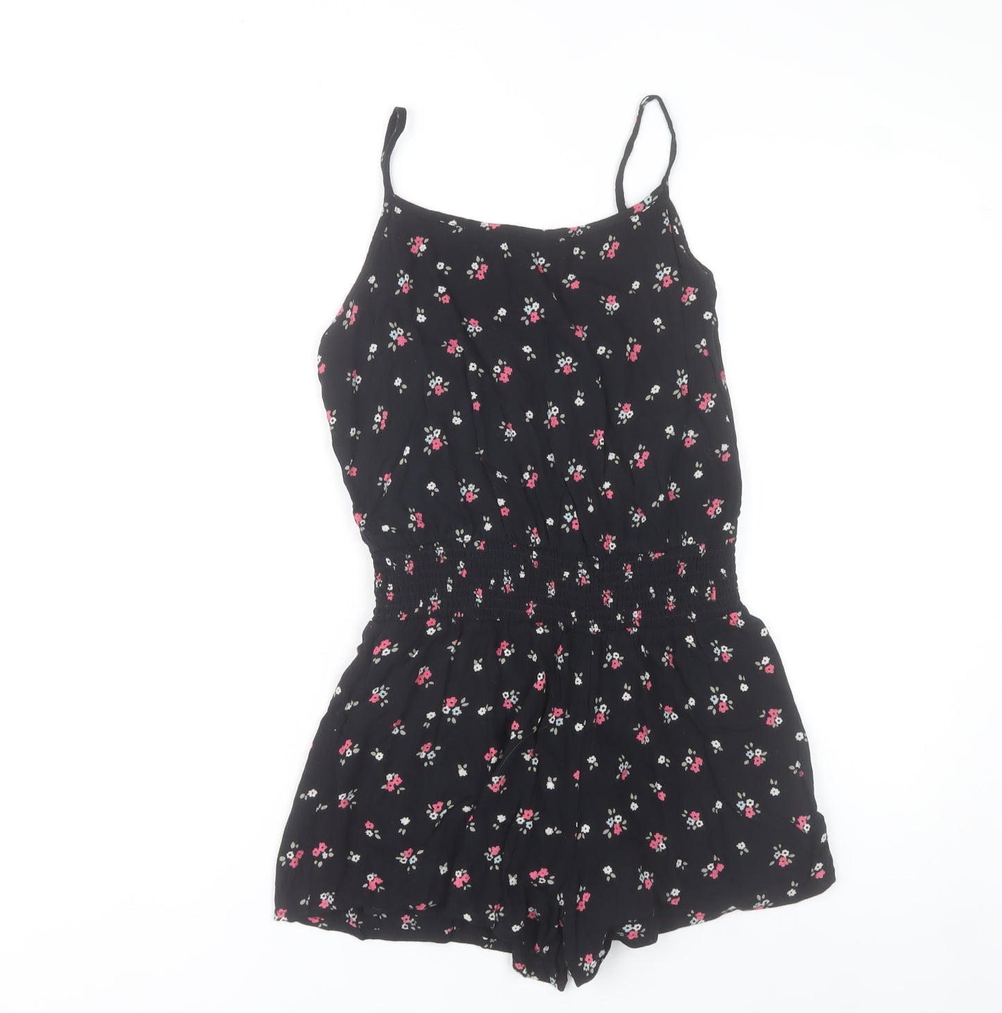 Dunnes Stores Women’s Black Floral Playsuit Size 10 Summer Casual