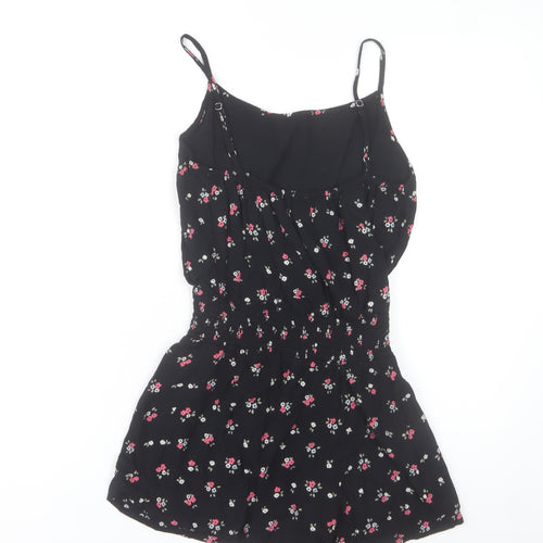 Dunnes Stores Women’s Black Floral Playsuit Size 10 Summer Casual