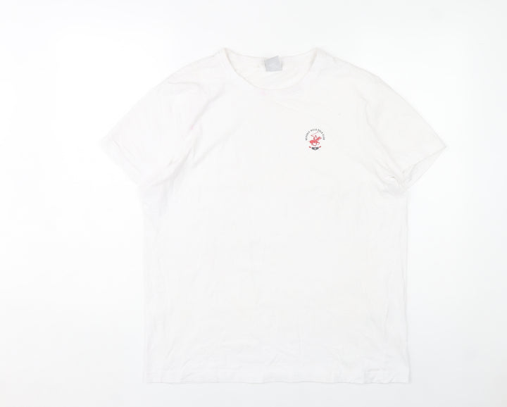 Beverly Hills Polo Club Men's White M Crew Neck Cotton T-Shirt