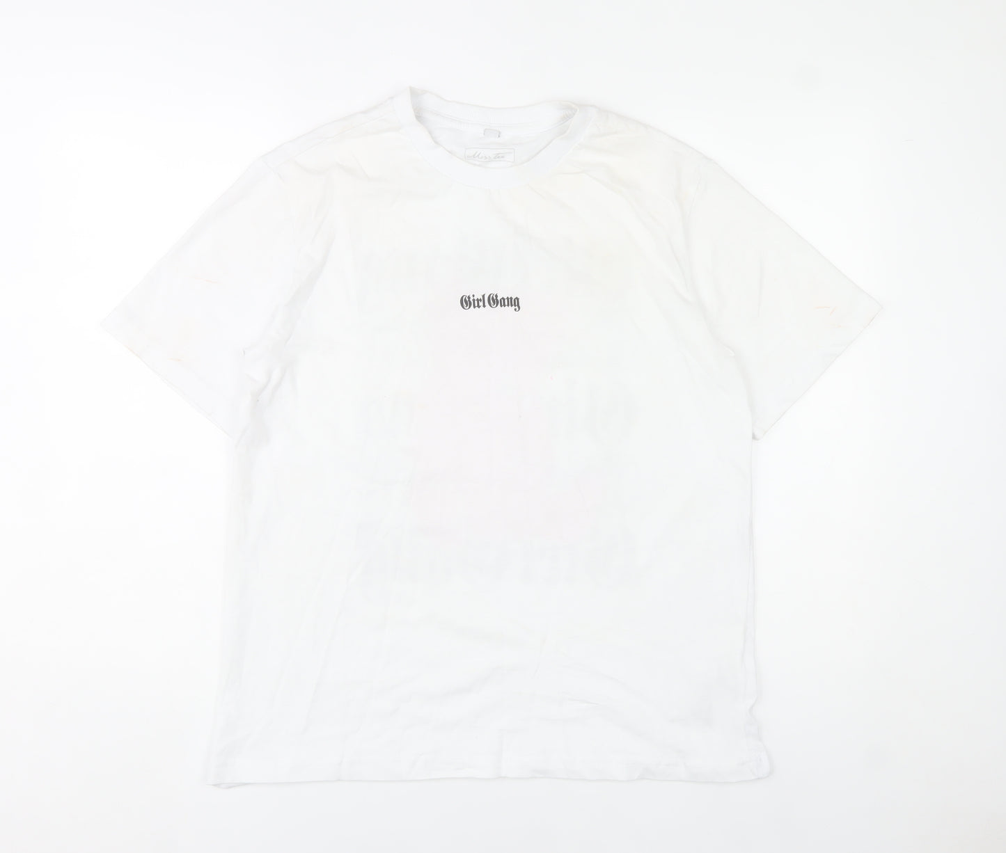 Miss Tee Women White Cotton Graphic Girl Gang T-Shirt Size M