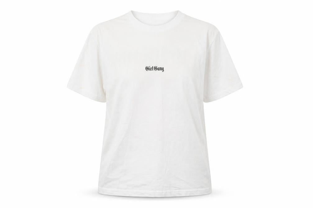 Miss Tee Women White Cotton Graphic Girl Gang T-Shirt Size M