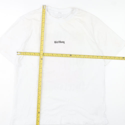 Miss Tee Women White Cotton Graphic Girl Gang T-Shirt Size M