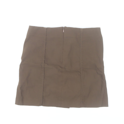 Bershka Women Brown Short Pencil Skirt S High Rise Lace Up