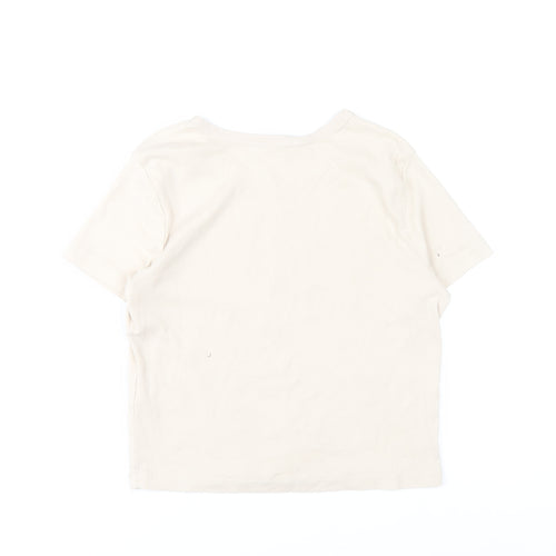 Stradivarius Women Beige Love Print T-Shirt Size 14 Cotton