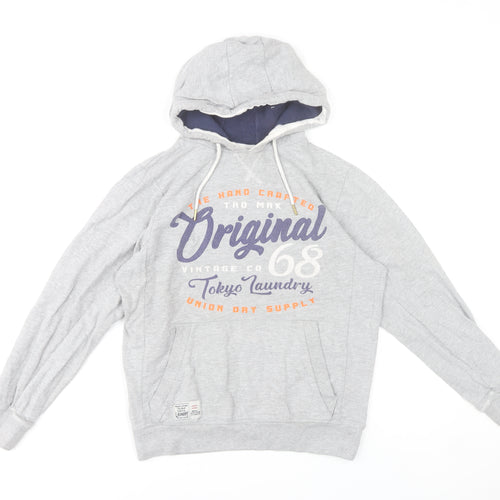 Tokyo Laundry Men’s Grey Pullover Hoodie Size S Graphic Print Casual