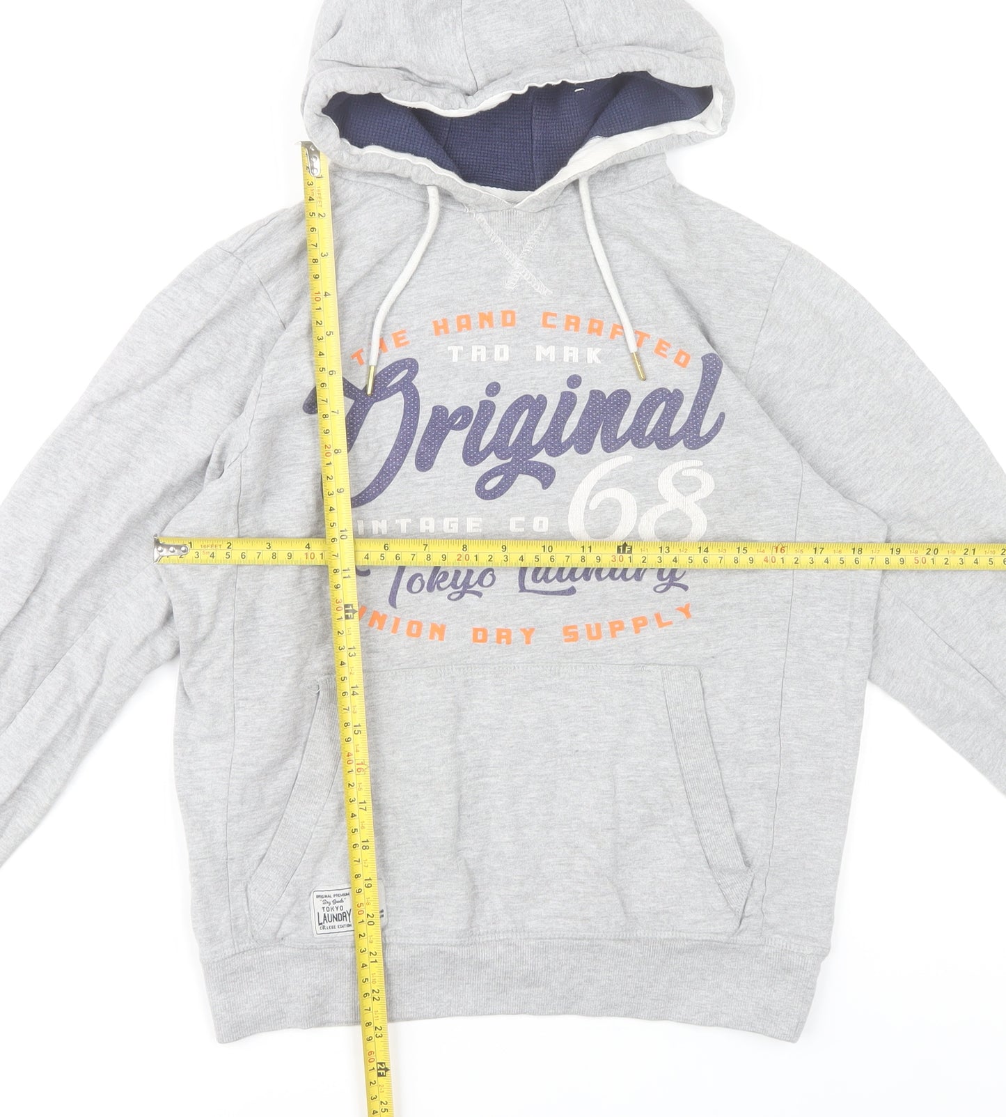 Tokyo Laundry Men’s Grey Pullover Hoodie Size S Graphic Print Casual